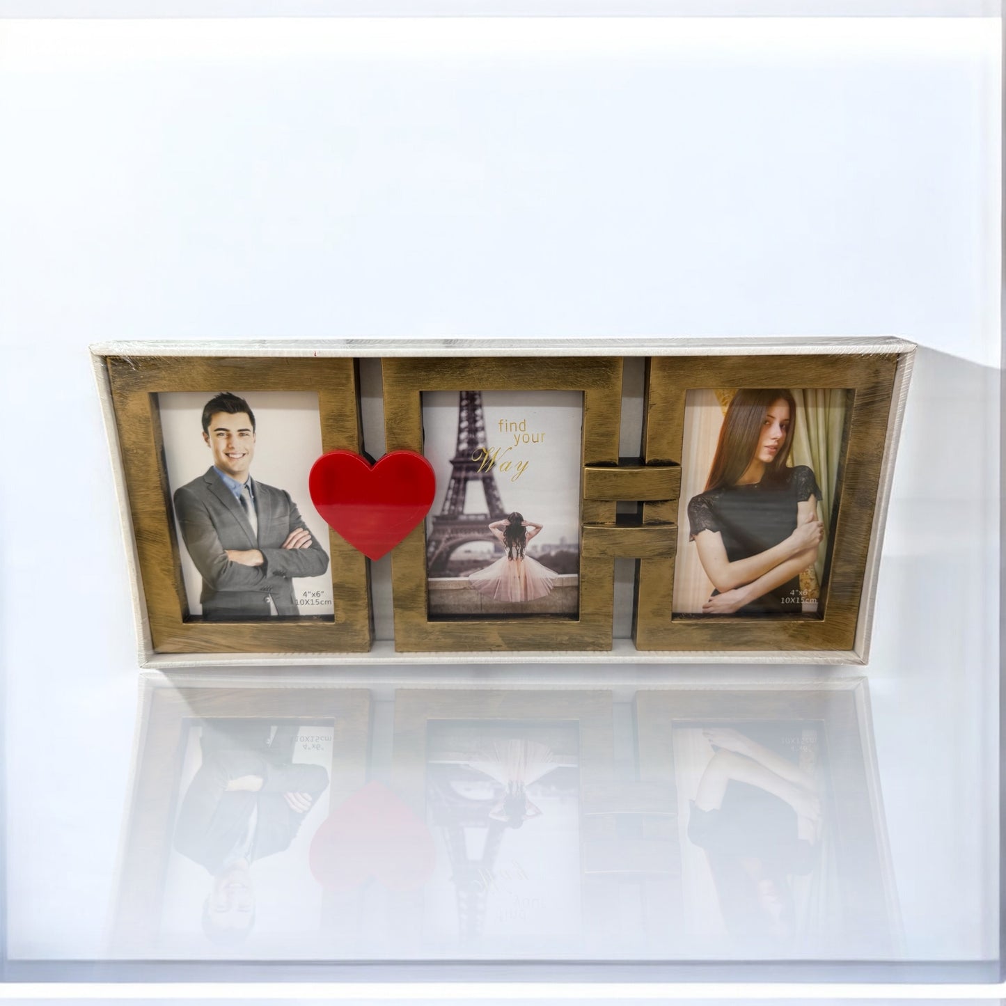 Colaj inimă roşie - 3 Rame Foto 10x15 cm