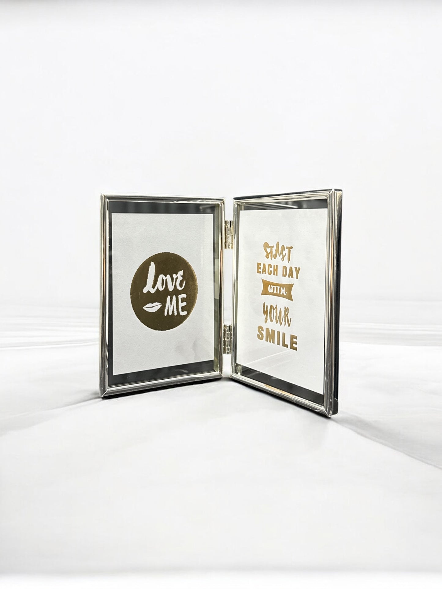 Ramă Foto Argintată Dublă cu Geamuri Duble