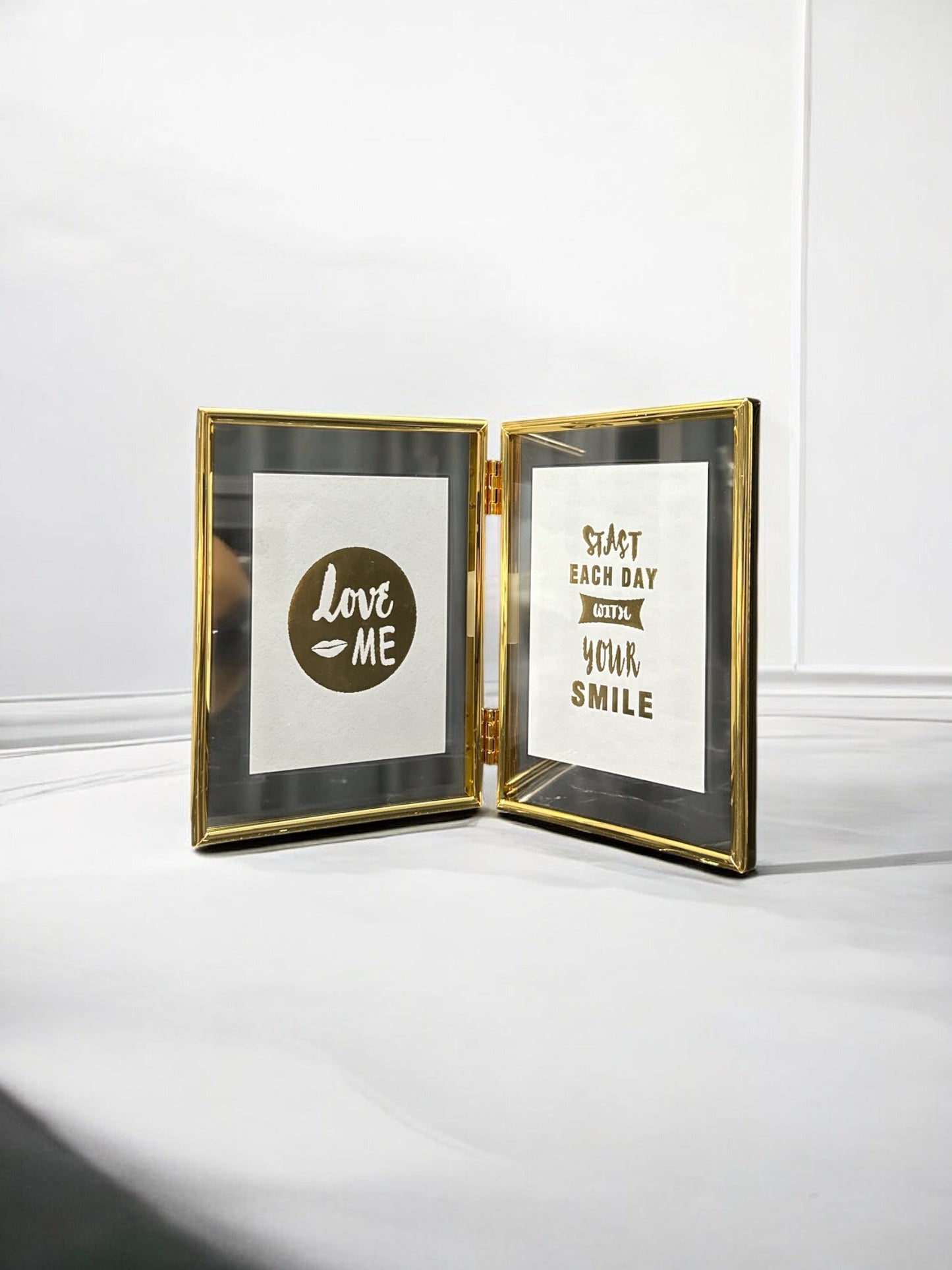 Ramă Foto Argintată Dublă cu Geamuri Duble