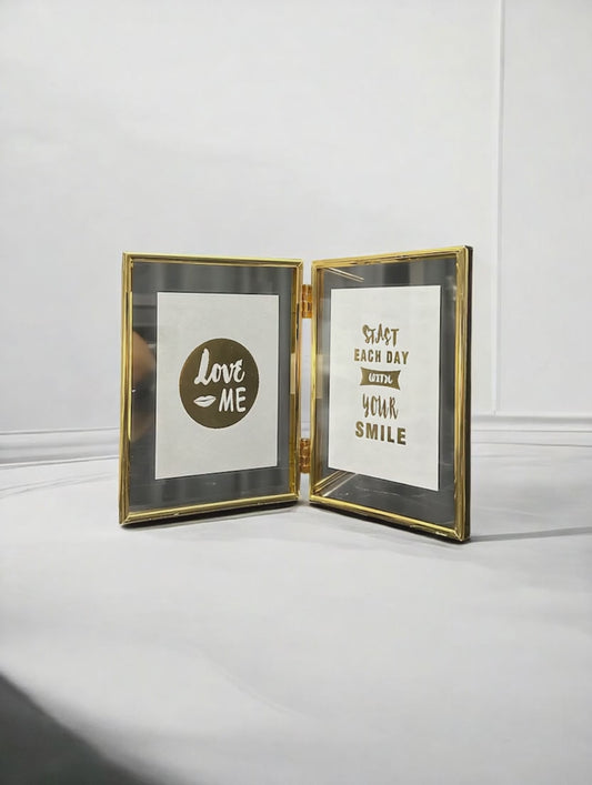 Ramă Foto Argintată Dublă cu Geamuri Duble